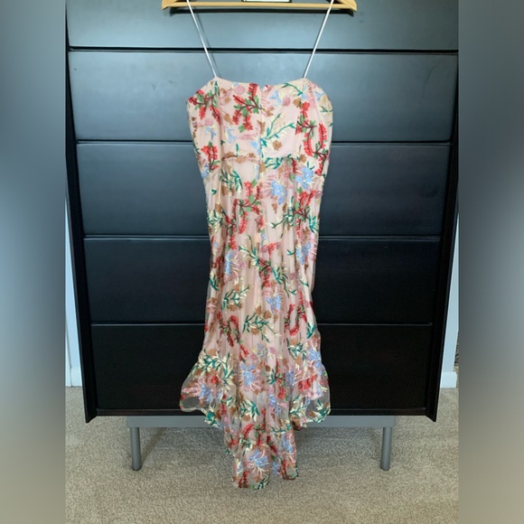 Sam Edelman Bouquet Floral Embroidered Strapless Sheath Dress - Picture 6 of 9